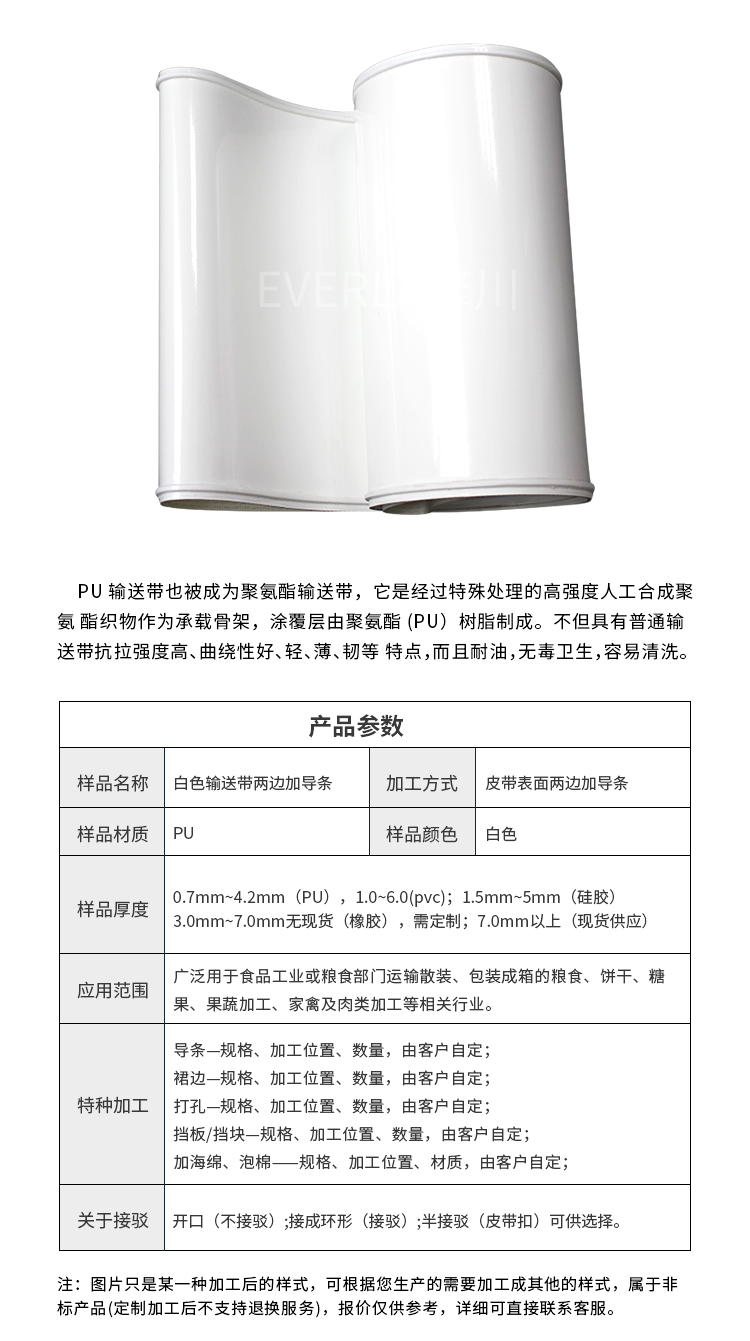 pu輸送帶白色加導條食品輸送帶細節(jié)圖1