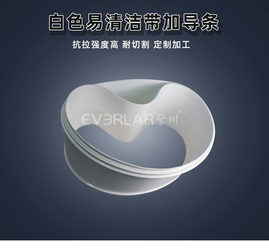 白色PU易清潔<a href='http://www.sdk35696.cn/shusongdai/' target='_blank'><u>輸送帶</u></a>加導(dǎo)條詳情01