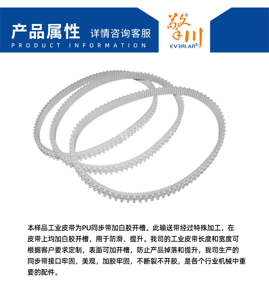 PU聚氨酯同步帶加白膠開槽傳動(dòng)帶詳情04