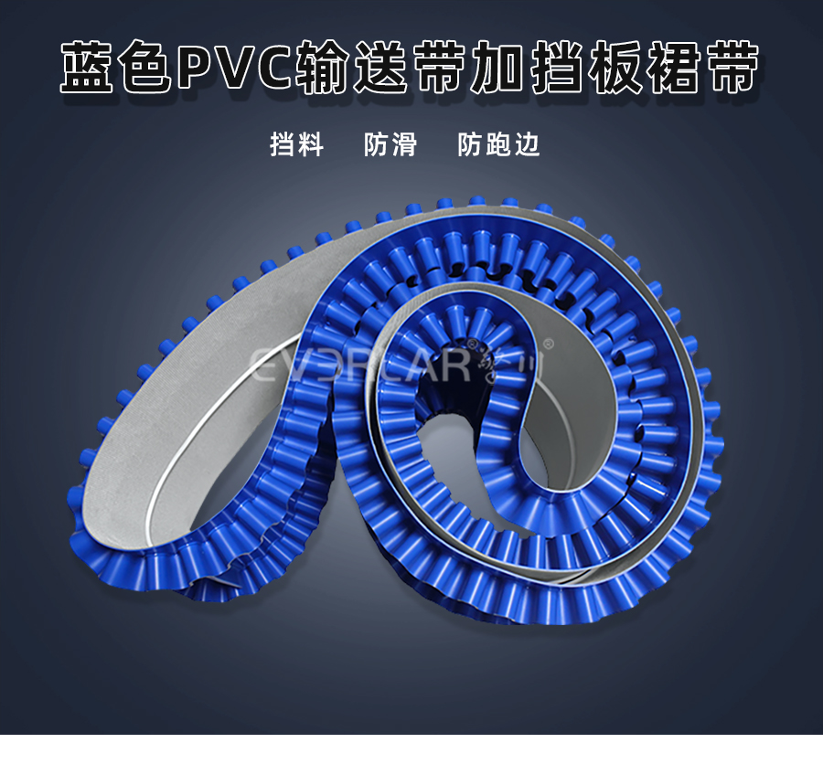 藍(lán)色PVC<a href='http://www.sdk35696.cn/shusongdai/' target='_blank'><u>輸送帶</u></a>加擋板裙帶詳情01