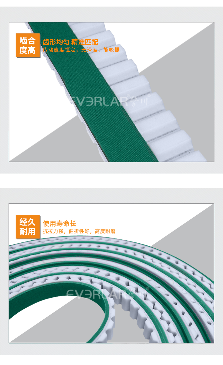 無(wú)縫同步帶加PU綠布詳情7