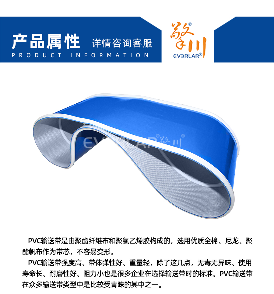 藍色PVC輸送帶加導條輸送帶詳情04