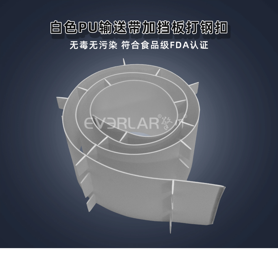 白色PU<a href='http://www.sdk35696.cn/shusongdai/' target='_blank'><u>輸送帶</u></a>加擋板打鋼扣詳情01